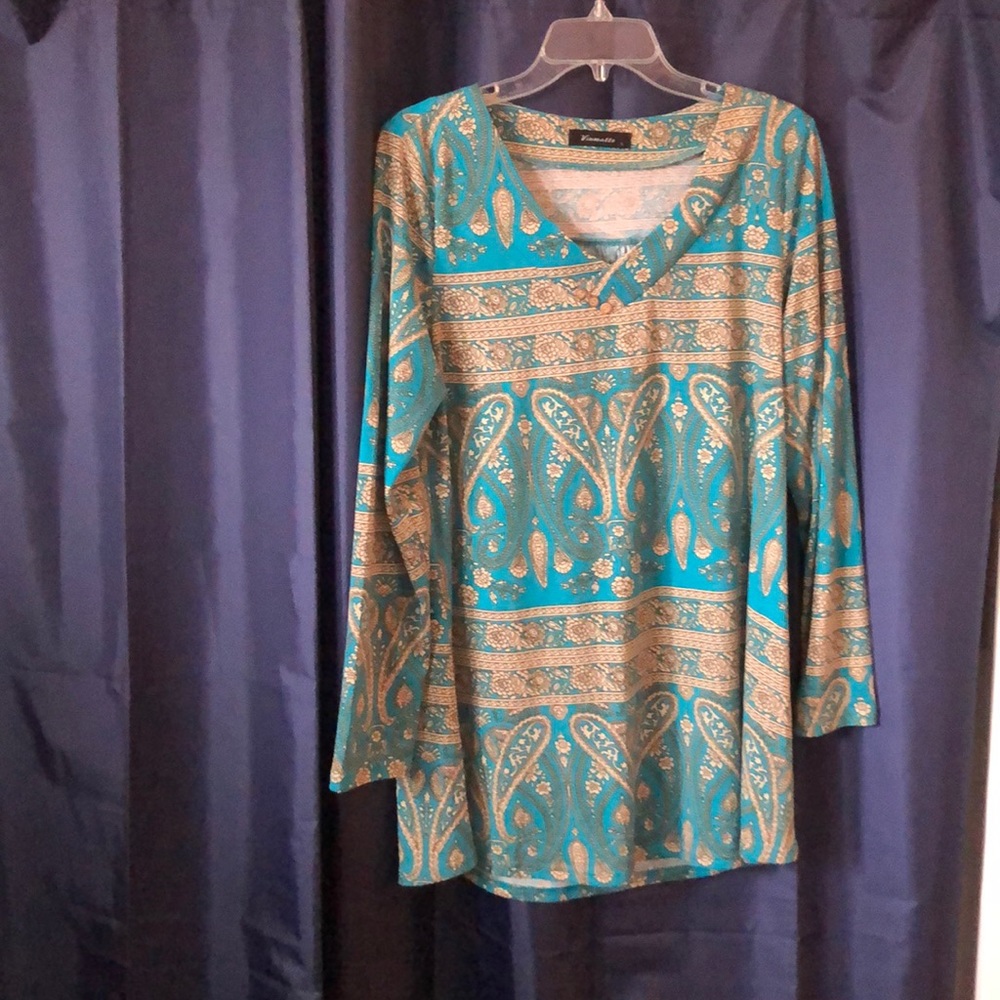 Turquoise paisley blouse